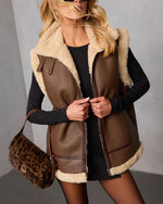 Rustic Lodge Sherpa Lined Vegan Leather Vest