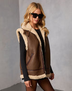 Rustic Lodge Sherpa Lined Vegan Leather Vest