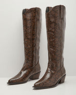 Kelis Embossed Snake Print Vegan Leather Western Boots
