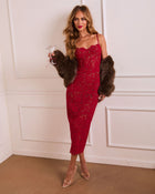 Red % Sweet Lover Lace Midi Dress-1