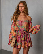 Natalei Pleated Chiffon Waist Tie Romper