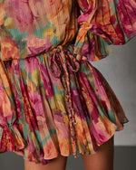 Natalei Pleated Chiffon Waist Tie Romper