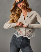 Morning After Knit Lace Trim Cardigan
