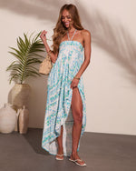 Summer Cottage Floral Halter Neck High Low Maxi Dress