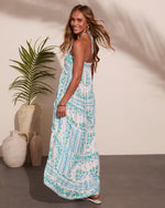 Summer Cottage Floral Halter Neck High Low Maxi Dress