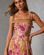 Solienne Printed Fit and Flare Maxi Dress