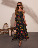 Sunkissed Meadow Floral Print Midi Skirt