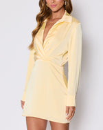 Yellow % Booked and Busy Collared Shirt Mini Dress-3