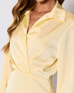 Yellow % Booked and Busy Collared Shirt Mini Dress-6