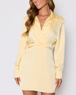 Yellow % Booked and Busy Collared Shirt Mini Dress-5