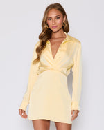 Yellow % Booked and Busy Collared Shirt Mini Dress-1