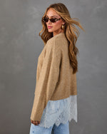 Favorite Girl Knit Lace Hem Twofer Sweater