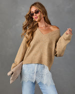 Favorite Girl Knit Lace Hem Twofer Sweater