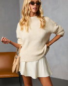 Cream % Slow Mornings Ribbed Mock Neck Sweater-1