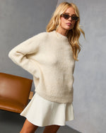 Cream % Slow Mornings Ribbed Mock Neck Sweater-3