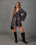Autumn Rose Floral Mini Dress