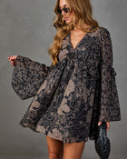 Autumn Rose Floral Mini Dress