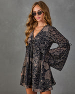 Autumn Rose Floral Mini Dress