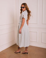 Refined Ease Striped Waist Tie Midi Dress