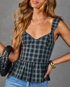 Harvest Social Plaid Peplum Tank Top