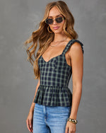 Harvest Social Plaid Peplum Tank Top