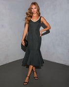 Indre Tweed Embellished Trim Fishtail Midi Dress