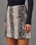 Muse Theory Faux Fur Animal Print Mini Skirt