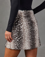 Muse Theory Faux Fur Animal Print Mini Skirt