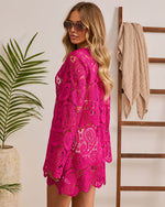 Warm Amber Lace Cover Up Mini Dress