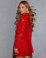 Deelia Floral Lace Belted Mini Dress