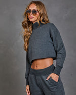 Leisure Theory Cropped Funnel Neck Sweatshirt