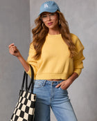 Yellow % Elouise Cropped Crewneck Sweater-1