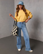 Yellow % Elouise Cropped Crewneck Sweater-2
