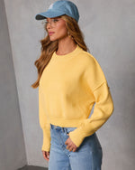 Yellow % Elouise Cropped Crewneck Sweater-3