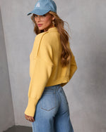 Yellow % Elouise Cropped Crewneck Sweater-4