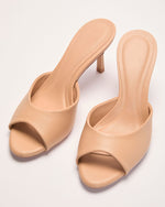 Nude % Liorra Vegan Leather Heeled Peep Toe Mules-2