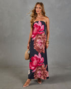 Night Orchid Floral Midi Dress
