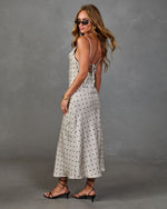 Gentle Arrival Satin Polka Dot Maxi Dress