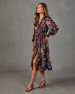 Wildflower Reverie Floral Waist Tie Midi Dress