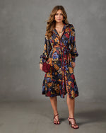 Wildflower Reverie Floral Waist Tie Midi Dress