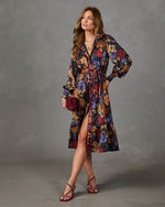 Wildflower Reverie Floral Waist Tie Midi Dress