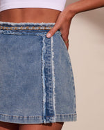 Afternoon Society Frayed Chain Link Denim Mini Skort