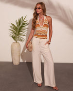 Villa Escape Knit Chevron Halter Neck Top