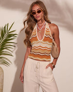 Villa Escape Knit Chevron Halter Neck Top