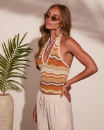 Villa Escape Knit Chevron Halter Neck Top