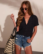 Good Form Cotton Short Sleeve Button Down Top