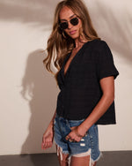 Good Form Cotton Short Sleeve Button Down Top