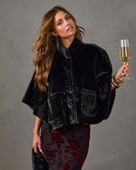 Roux Faux Fur Cape Sleeve Jacket