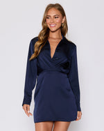 Navy % Booked and Busy Collared Shirt Mini Dress-1