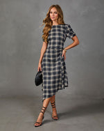 Market Muse Plaid High Low Midi Dress